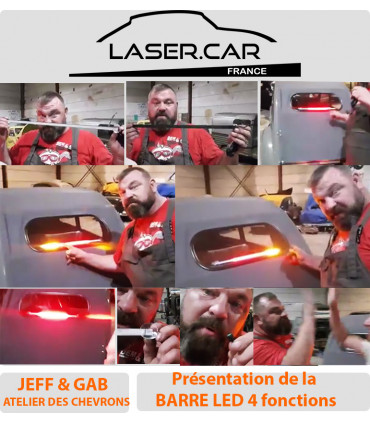 Barre LED multifonctions, exclusivité LASER CAR, Veilleuses, Freins, Clignotants, LED 6v, 12v. BARRE LED DE SECURITE