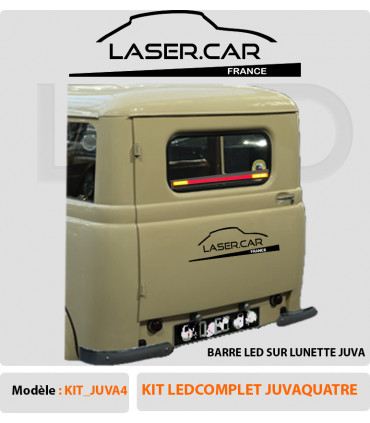 kit  ECLAIRAGE LED POUR JUVAQUATRE, JUVA4, 6V _ LASER CAR, BARRE LED MULTI FONCTIONS  AMOVIBLE, SUR LUNETTE ARRIERE JUVA4