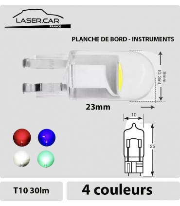 T10 LED PLANCHE DE BORD _ 30LM _ CRISTAL  DIMENSIONS