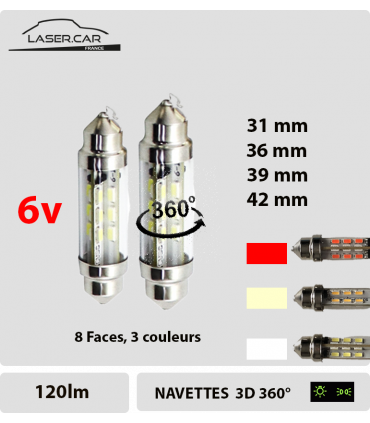 NAVETTE 6V 360° 8 FACES 110lm serie 8F Laser Car France