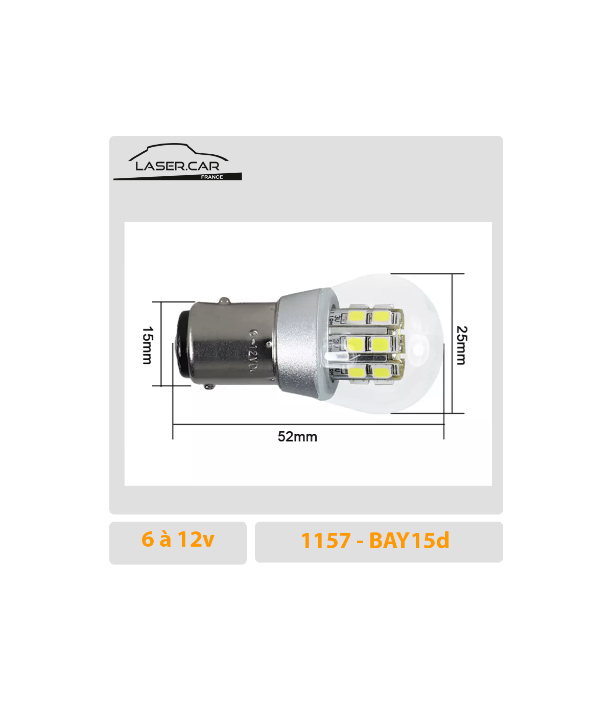 LED 1157, 12V, BAY15D LED P21/5W LAMPE STOP/VEILLEUSE GLB380