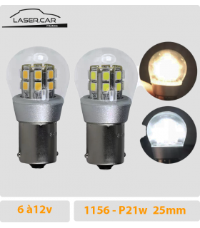AMPOULES LED, P21W, 1156, BA15s, 6 à 12V , LASER CAR