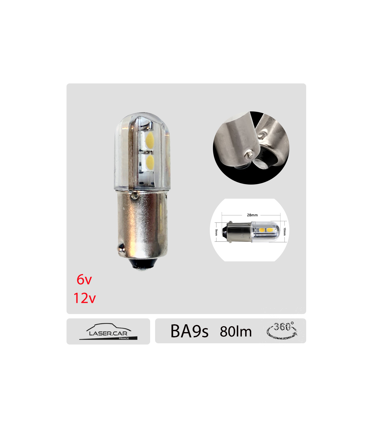 PAIRES AMPOULE LA2 AMPOULES LAMPE VEILLEUSE a LED T4W BA9S 12V FEUX BLANC XENON