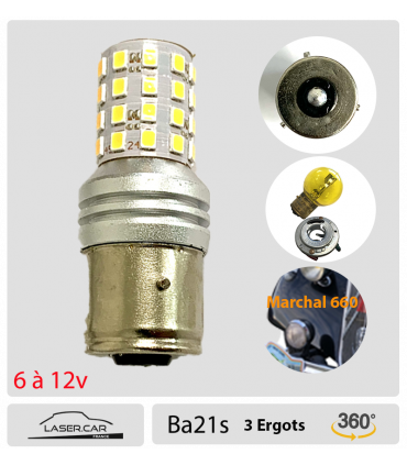 Ampoule LED BA21s  6v, 12V - Exclusivité LASER CAR