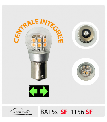 Ampoule led P21W 1156 Ba15S S25 SONAR8.2® Anti erreur ODB & clignotement  rapide 12V orange pour clignotant.