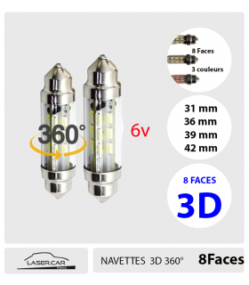 NAVETTE 6V 360° 8 FACES 110lm serie 8F Laser Car France