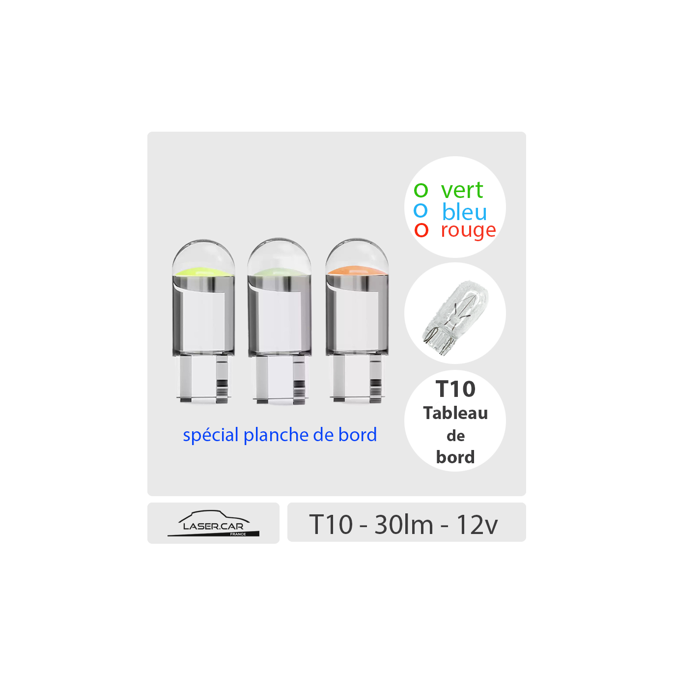 Lot De 10 Ampoules LED T4.7 Vertes Pour Tableau De Bord Voiture - 12V, Remplacement Direct - Pour éclairage Intérieur