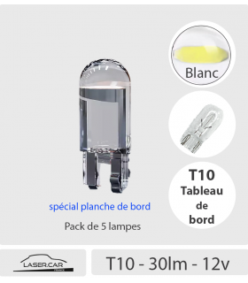 T10 LED PLANCHE DE BORD _ 30LM _ CRISTAL BLANC. QUALITE PREMIUM
