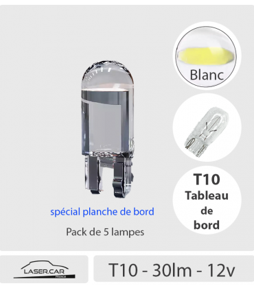 T10 LED PLANCHE DE BORD _ 30LM _ CRISTAL BLANC. QUALITE PREMIUM