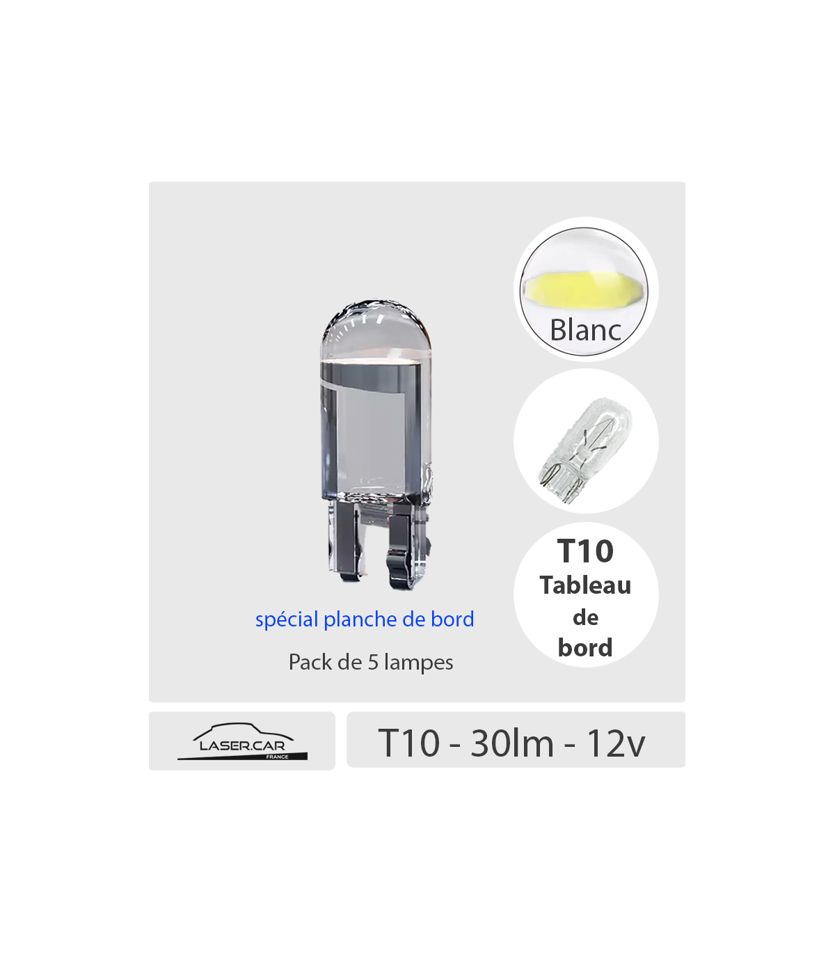 ECLAIRAGE TABLEAU DE BORD,10pcs white--Ampoule LED 5W5 T10 12V COB