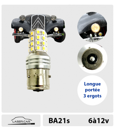 Ampoule LED BA21s  6v, 12V - Exclusivité LASER CAR