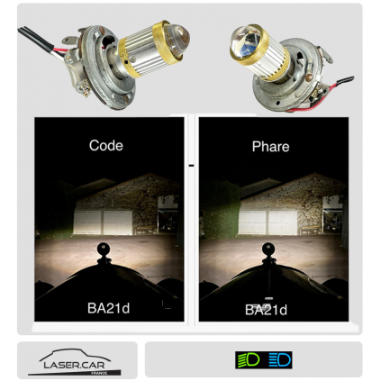 BA21d LED 6v 3 Ergots BLANC CHAUD, Série vintage LENS