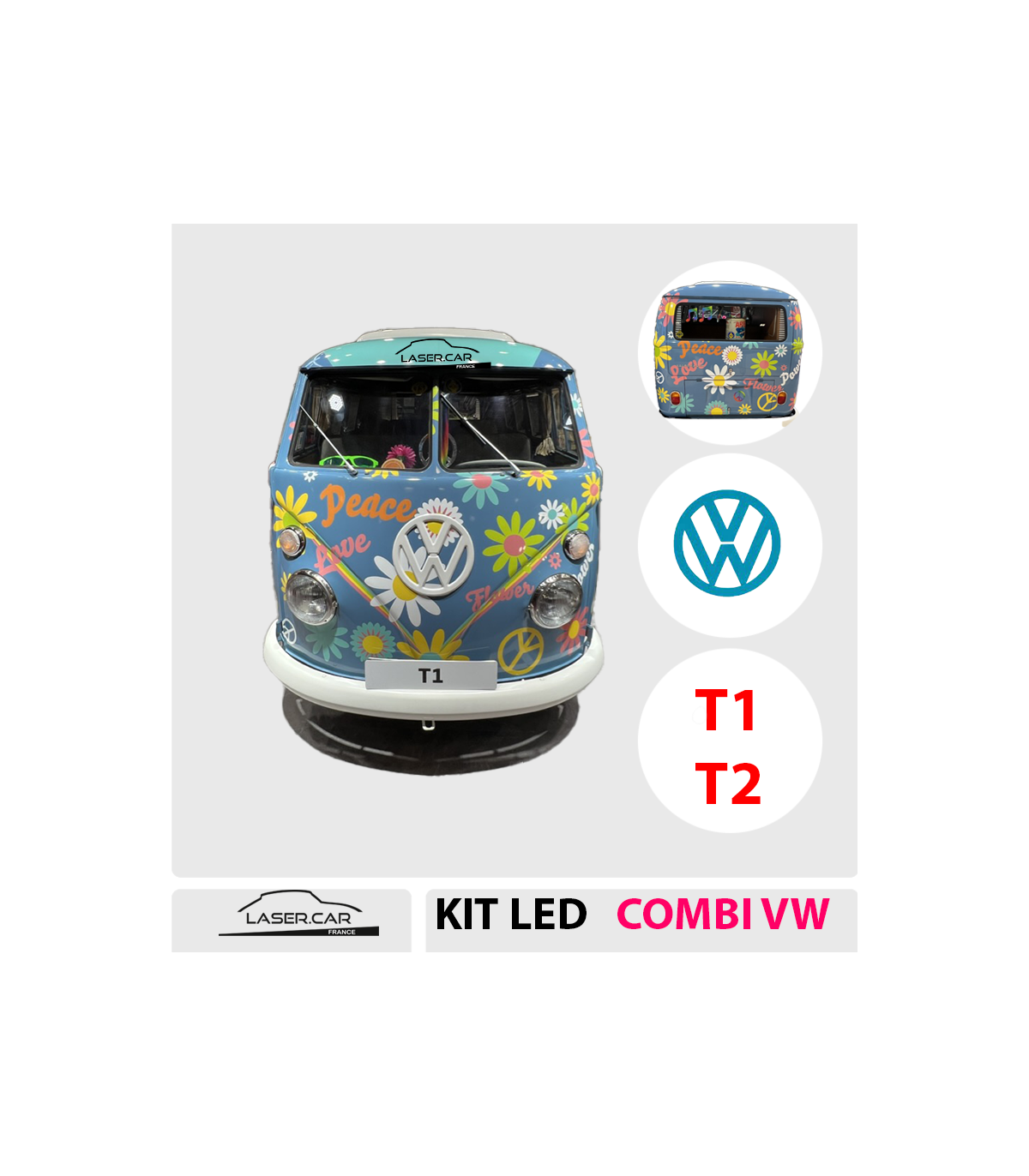 Kit d'éclairage LED pour camping-car Volkswagen T2 Compatible avec