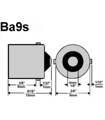 Dimensions culot Ampoule LED BA9s, Ampoule LED BA9s  auto /moto  - 6000 kv -  30 w - Feu de jour, veilleuses , Qualité Pro