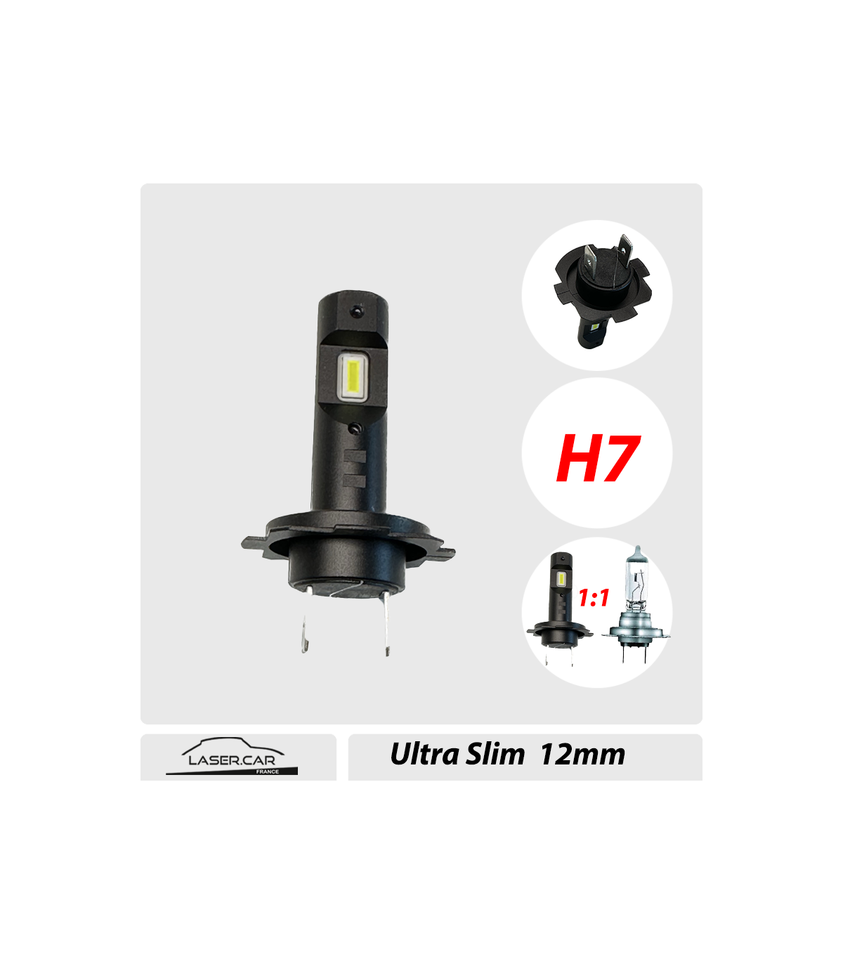 Ampoules LED H7 H18 plug & play 90W, LED 12mm