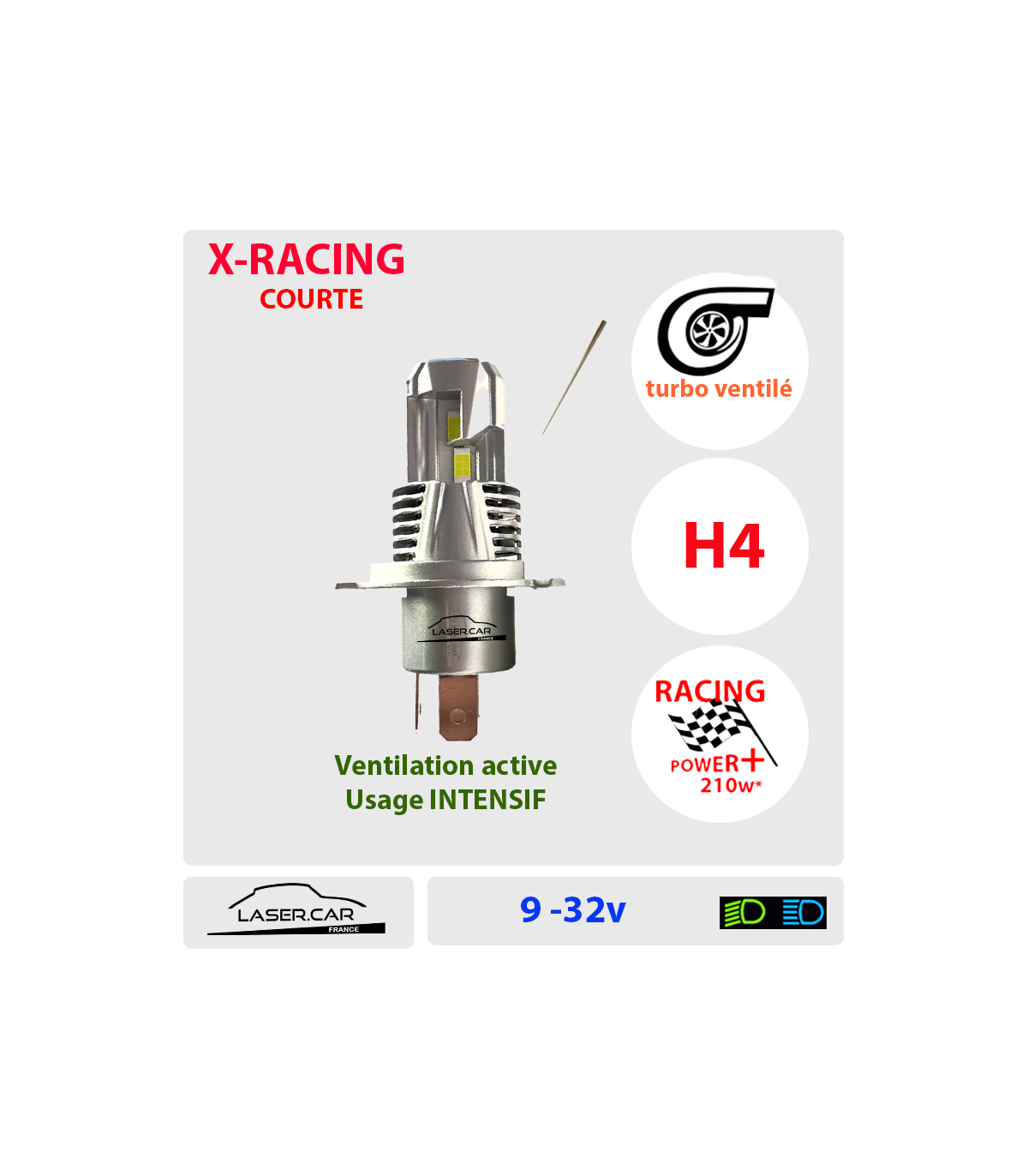 H4 LED, 210w* Série X-RACING
