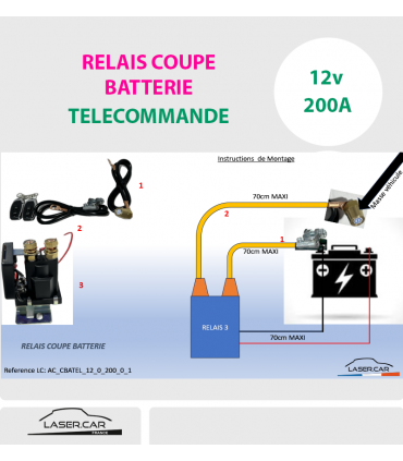 COUPE BATTERIE-  RELAIS 200A- TÉLECOMMANDÉ