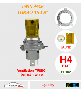 H4 LED TURBO VENTILEE JAUNE LASER CAR