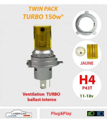 H4 LED TURBO VENTILEE JAUNE LASER CAR