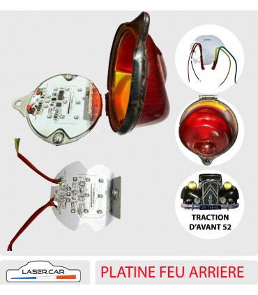 Platine de Feu arrière de TRACTION Tous modèles avant 07/52- Feux RONDS avec lumière de plaque