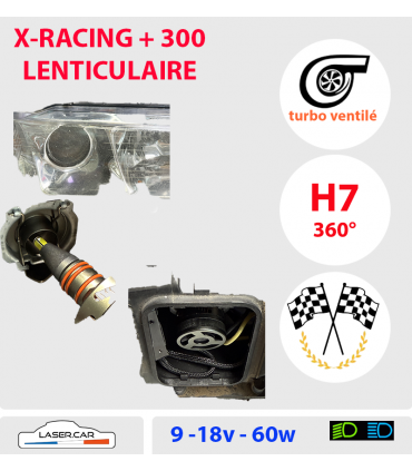 H7 LED, 360° 300w - CAN BUS,  Feux Lenticulaire
