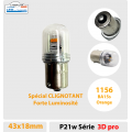 P21w 1156 LED ORANGE pour CLIGNOTANT, BA15s 6v à 12v. SLIM