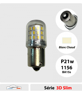 AMPOULES LED, P21W, 1156, BA15s, 6 à 12V ,COULEUR  BLANC CHAUD, LASER CAR
