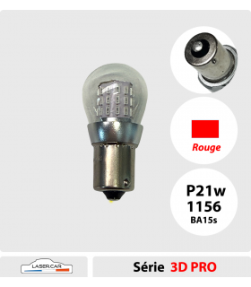 AMPOULES LED, ROUGE P21W, 1156, BA15s, 6 à 12V , LASER CAR