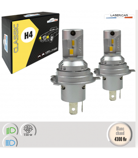 H4 LED 150w TURBO VENTILEE BLANC CHAUD  LASERCAR