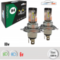 H4  LED 6v, 80W* BLANC pur, Série VINTAGE