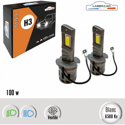 H3 LED 100W SERIE XMAX LASERCAR VENTILEE