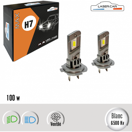LED H7 100W SERIE X-MAX LASER.CAR  VENTILEE