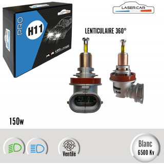 H11 LED 150w*, série PRO LENTICULAIRE 360°, Plug & Play